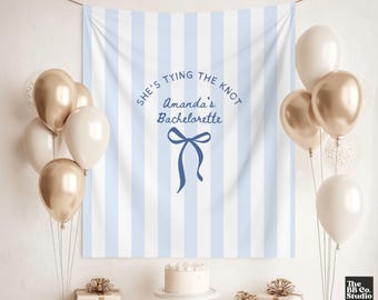 Custom Bachelorette Party Banner, Personalized Bachelorette Tapestry, Bach Weekend Backdrop, Bridal Shower Decor, She's Tying the Knot Sign
