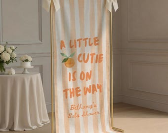 A Little Cutie Baby Shower Welcome Sign,  Custom Fabric Personalized Baby Shower Sign, Welcome Sign for Baby Shower Decor Photo Backdrop