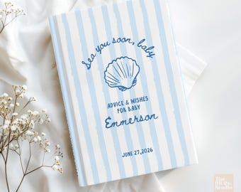 Livre d'or Sea You Soon pour baby shower Cahier de conseils personnalisés pour les nouveaux parents, souvenirs souvenirs pour nouveau-né, livre de souvenirs personnalisé
