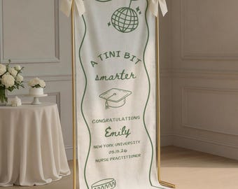 Tini Bit Smarter Graduation Party Sign, Custom Congrats Grad Fabric Banner Class of 2026 Graduation Party Decor Welcome Sign Photo Backdrop