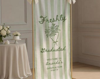 Freshly Graduated Graduation Party Sign, Custom Congrats Grad Fabric Banner Class of 2026 Graduation Party Decor Welcome Sign Photo Backdrop