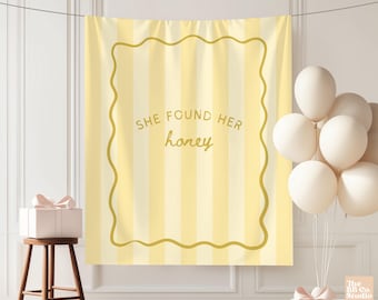 She Found Her Honey Bachelorette Party Banner, Custom Bachelorette Tapestry, Bach Weekend Backdrop, Bridal Shower Fabric Sign