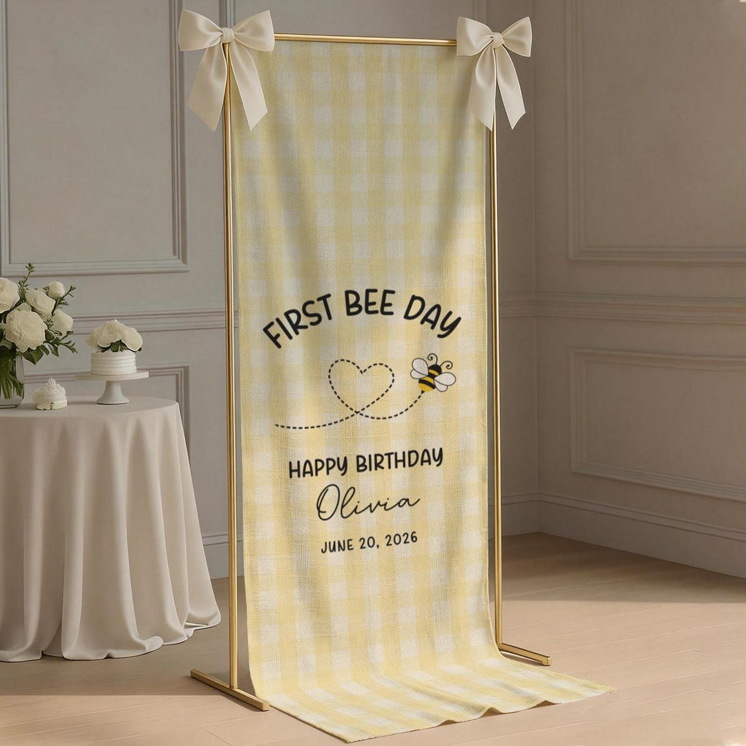 First Bee Day First Birthday Welcome Sign, Personalized 1st Birthday ...