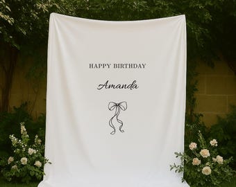 Personalized Birthday Banner, Custom Name Birthday Backdrop, Fabric Birthday Sign, Milestone Party Decor, Simple Birthday Tapestry
