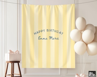 Personalized Birthday Banner, Custom Name Birthday Backdrop, Fabric Birthday Sign, Milestone Party Decor, Simple Birthday Tapestry