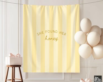 She Found Her Honey Bachelorette Party Banner, Custom Bachelorette Tapestry, Bach Weekend Backdrop, Bridal Shower Fabric Sign