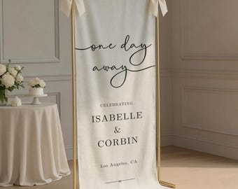 Rehearsal Dinner Welcome Sign, Night Before Wedding Rehearsal Custom Linen Party Banner Fabric Welcome Party Sign Photo Backdrop Minimalist