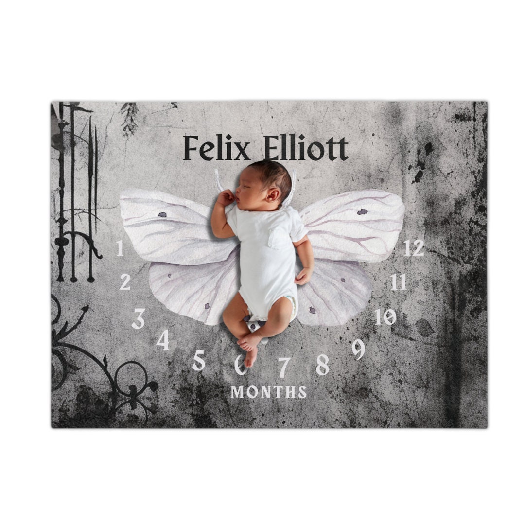 Moth Goth Baby Blanket Personalized Milestone Blanket for Baby, Soft