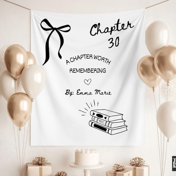 Banner personalizado para 30 cumpleaños, fondo de cumpleaños con nombre personalizado, letrero de tela para cumpleaños, decoración para fiesta del capítulo 30, tapiz para 30 cumpleaños