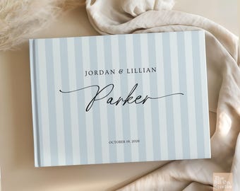 Personalized Wedding Guest Book, Custom Reception Guestbook, Engagement Party Signing Book, Custom Striped Minimalist Wedding Sign In