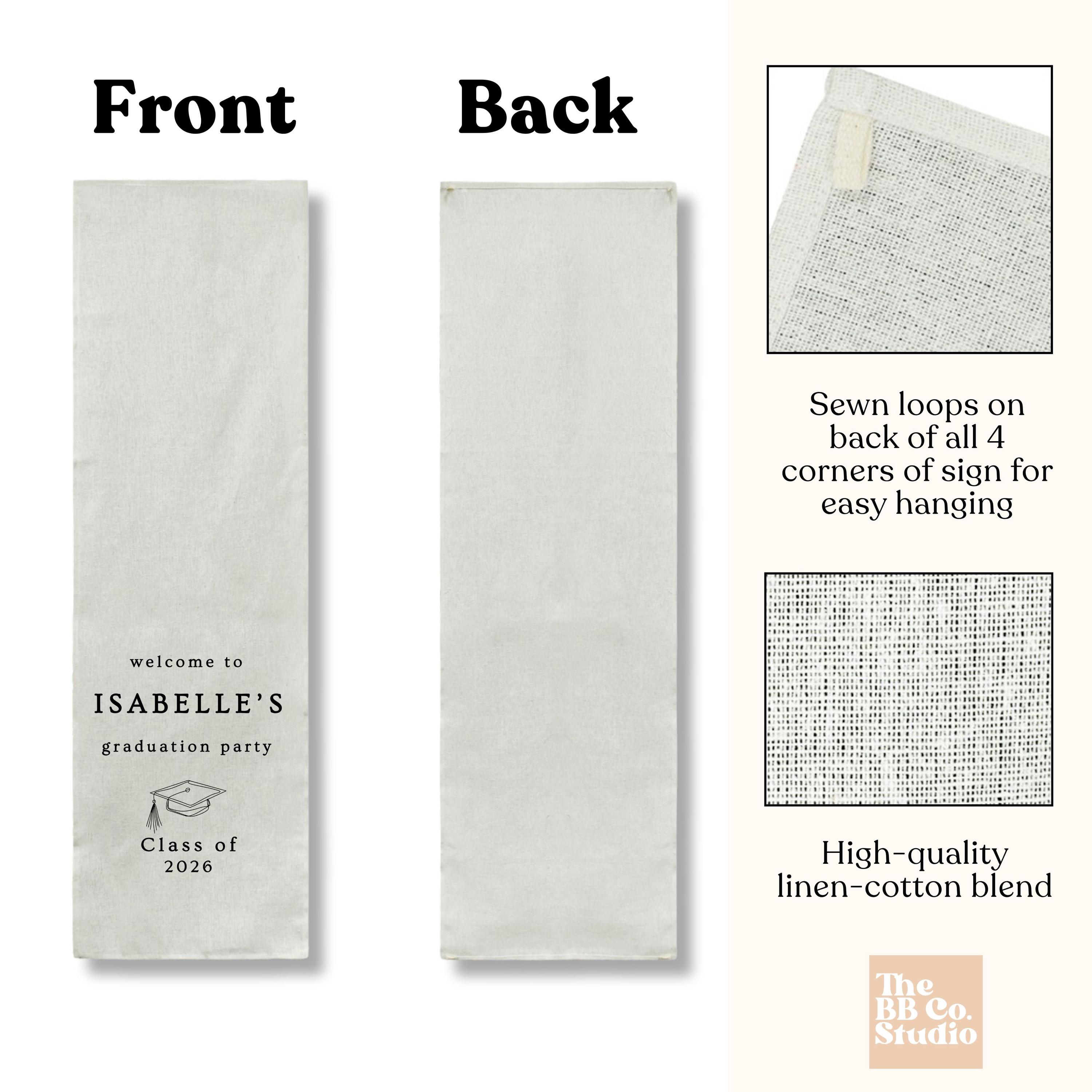 Grad Table Linen Graduation Party Linen Table Runner, Custom Fabric Welcome Gift Table ...