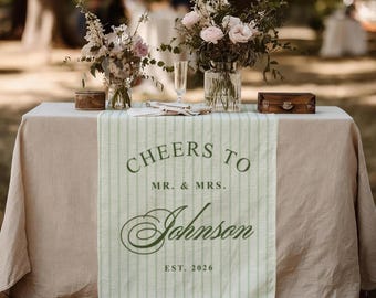 Plaque de table de mariage en lin, plaque de bienvenue en tissu personnalisé, nom de chemin de table, plaque de bar de réception en coton, décoration de table pour gâteaux