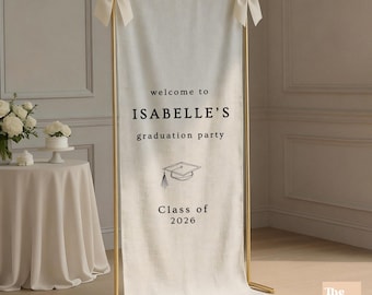 Personalized Graduation Party Sign, Custom Congrats Grad Fabric Banner Class of 2026 Graduation Party Decor Grad Welcome Sign Photo Backdrop
