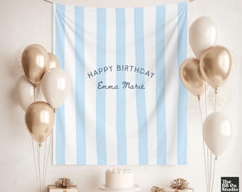 Personalized Birthday Banner, Custom Name Birthday Backdrop, Fabric Birthday Sign, Milestone Party Decor, Simple Birthday Tapestry