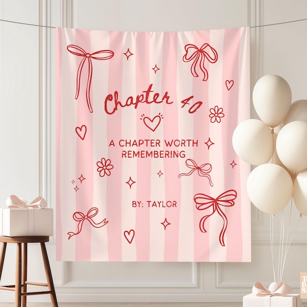 Pancarta personalizada para el 40 cumpleaños, telón de fondo personalizado con nombre para cumpleaños, letrero de tela para cumpleaños, decoración para la fiesta del capítulo 40, tapiz para el cuadragésimo cumpleaños