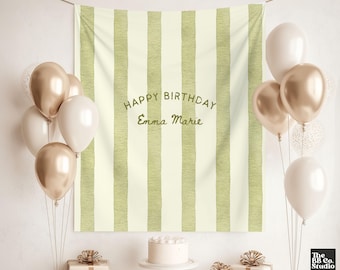 Personalized Birthday Banner, Custom Name Birthday Backdrop, Fabric Birthday Sign, Milestone Party Decor, Simple Birthday Tapestry