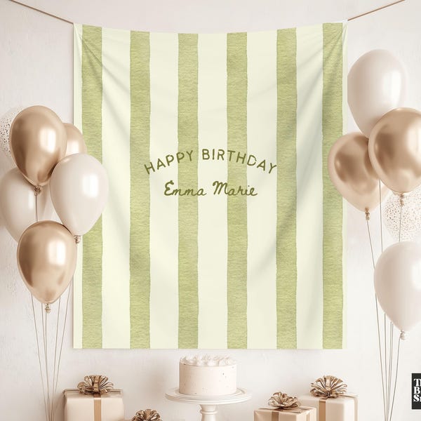 Personalized Birthday Banner, Custom Name Birthday Backdrop, Fabric Birthday Sign, Milestone Party Decor, Simple Birthday Tapestry