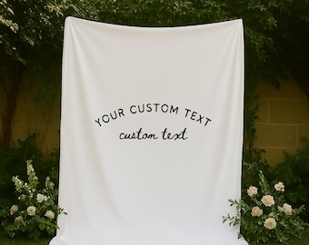 Custom Text Banner, Personalized Birthday Banner, Custom Bachelorette Backdrop, Fabric Sign, Graduation Tapestry, Baby Shower Party Decor