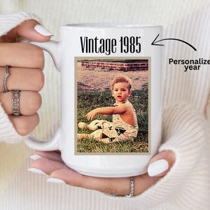 40th birthday gift for Him Her, Custom photo birthday mug, Vintage 1985 photo gift, 40th Years personalized gift, 1985 Birthday gift