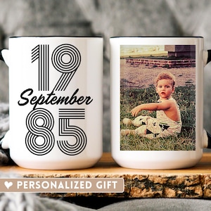 40th birthday gift for Him Her, Personalized Month birthday mug, 1985 Custom mug with name 40 year old gift for friend Gift for husband wife