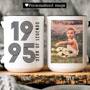 30th birthday gift, Personalized picture mug with year, 1995 birthday gift for him/ her, 30 year old gift for friend, Gift for husband/ wife