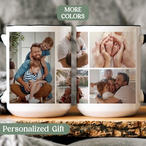 First Time Fathers Day Photo Mug Personalized Picture Collage Cup for New Dad Custom Photo Mug Gift for Daddy Christmas Gift for Grandpa