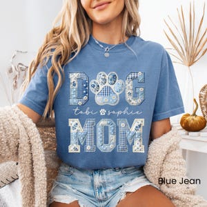Custom Dog Mom Shirt, Personalized Pet Name Tee, Floral faux Patchwork Dog Lover Gift, Comfort Colors Mother's Day Gift