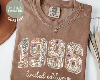 Chemise fleurie 1996, chemise édition limitée 1996, chemise anniversaire vintage 1996, chemise fleurie année, cadeau 30e anniversaire, t-shirt couleurs confort