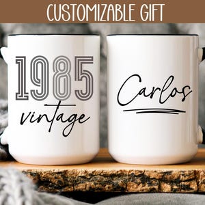 40th birthday gift for him, Custom coffee mug with name, 1985 Birthday mug, Men birthday present, Husband  friend 40th birthday, Custom cup.