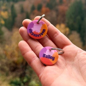 Personalisierte Hundemarke mit Namen + Telefonnummer, Pastell, geräuschlos, leise, Haustiermarke, ID, Acryl, Anhänger, doppelseitig, leicht