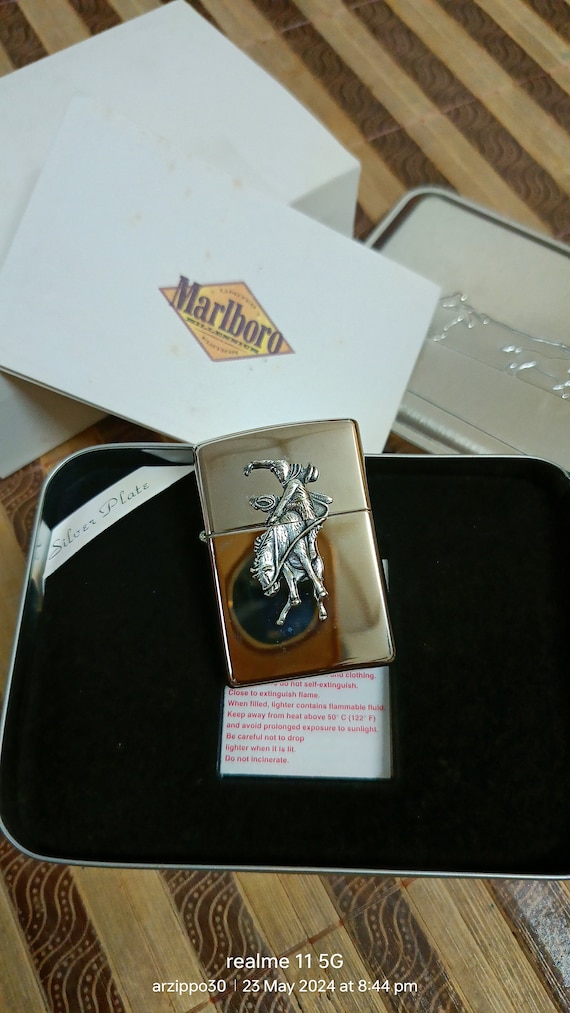 Zippo Rare Marlboro Bronco Silver Plate Limited Edition Millennium