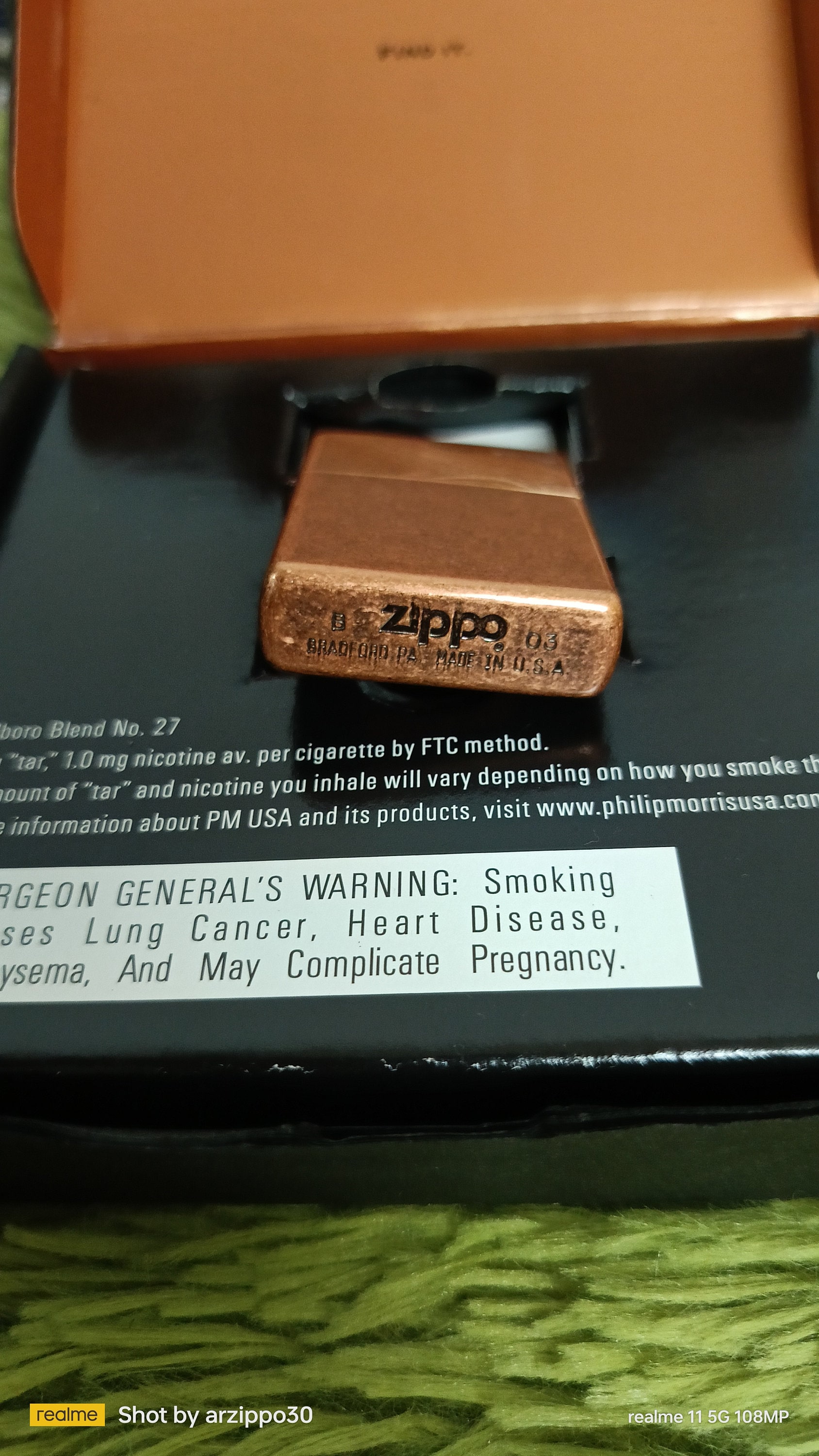 Zippo Rare Marlboro Blend No.27 Antique Copper Unused 2003 Zippo Rare Marlboro Blend No.27 Antique Copper Unused 2003