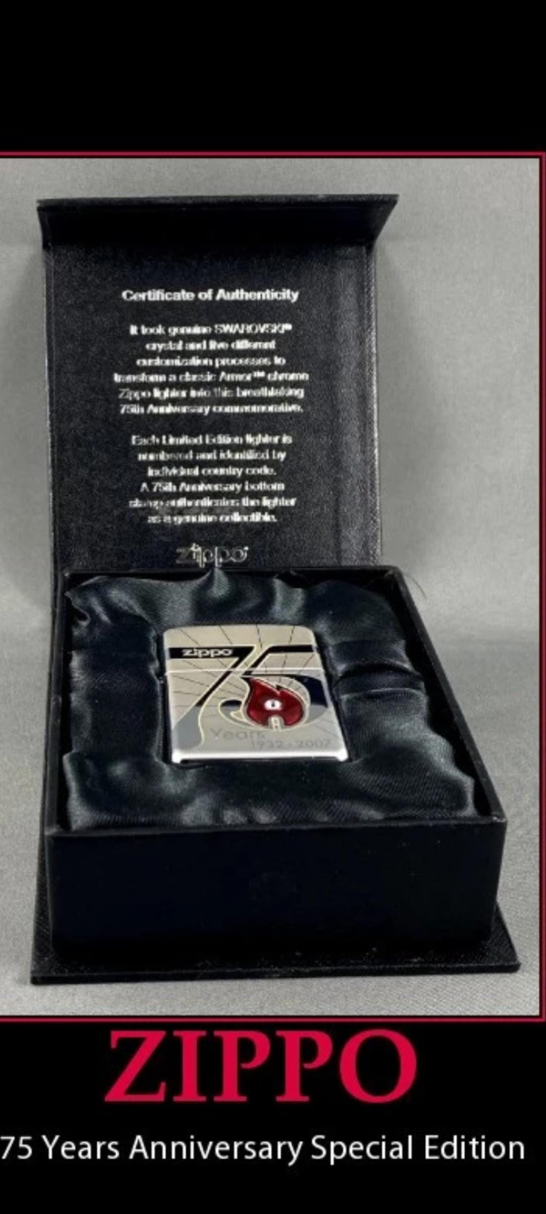 Zippo Rare 75th Anniversary Commemorative Unused in Original