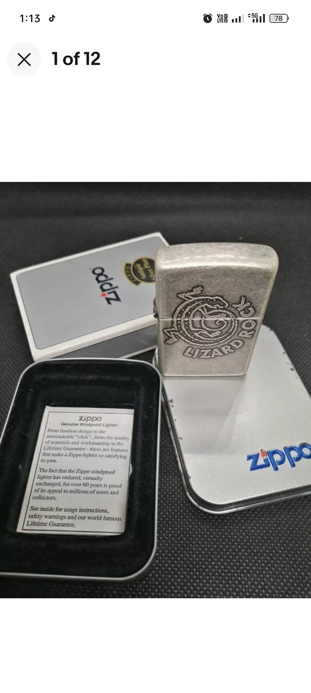 ジッポーマルボロLIZARD ROCK Rare 1996 Marlboro Lizard Rock Zippo Lighter Antique Silver