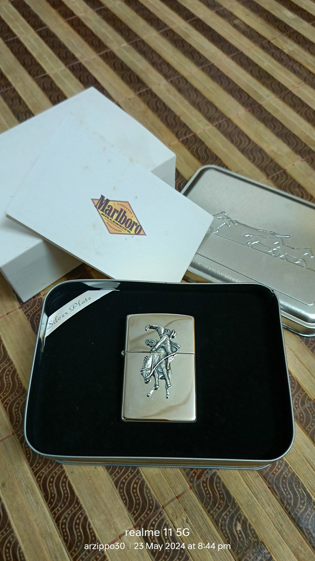Zippo Rare Marlboro Bronco Silver Plate Limited Edition Millennium