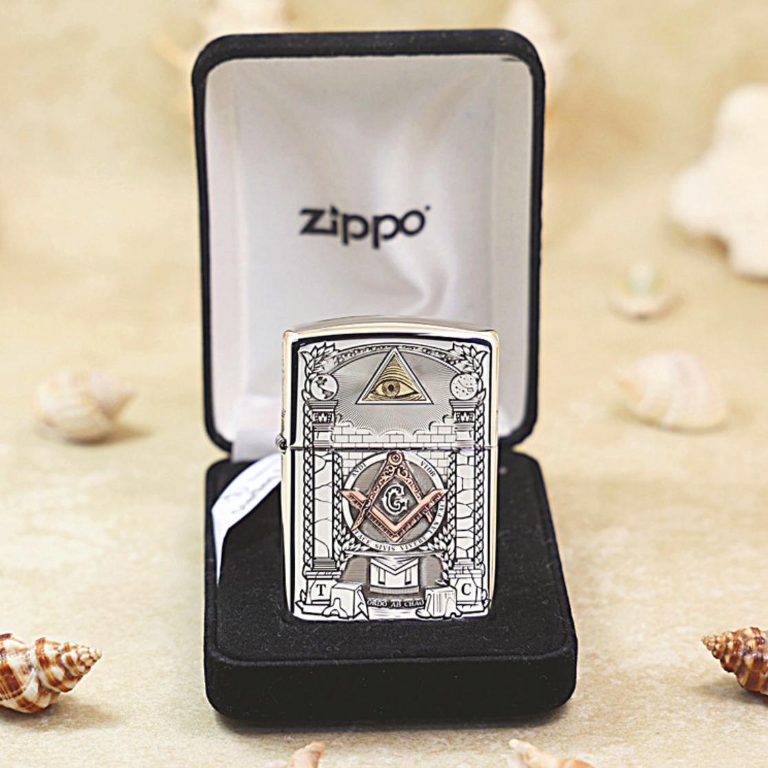 Zippo Rare Freemason Sterling Silver New in Box Asian Market