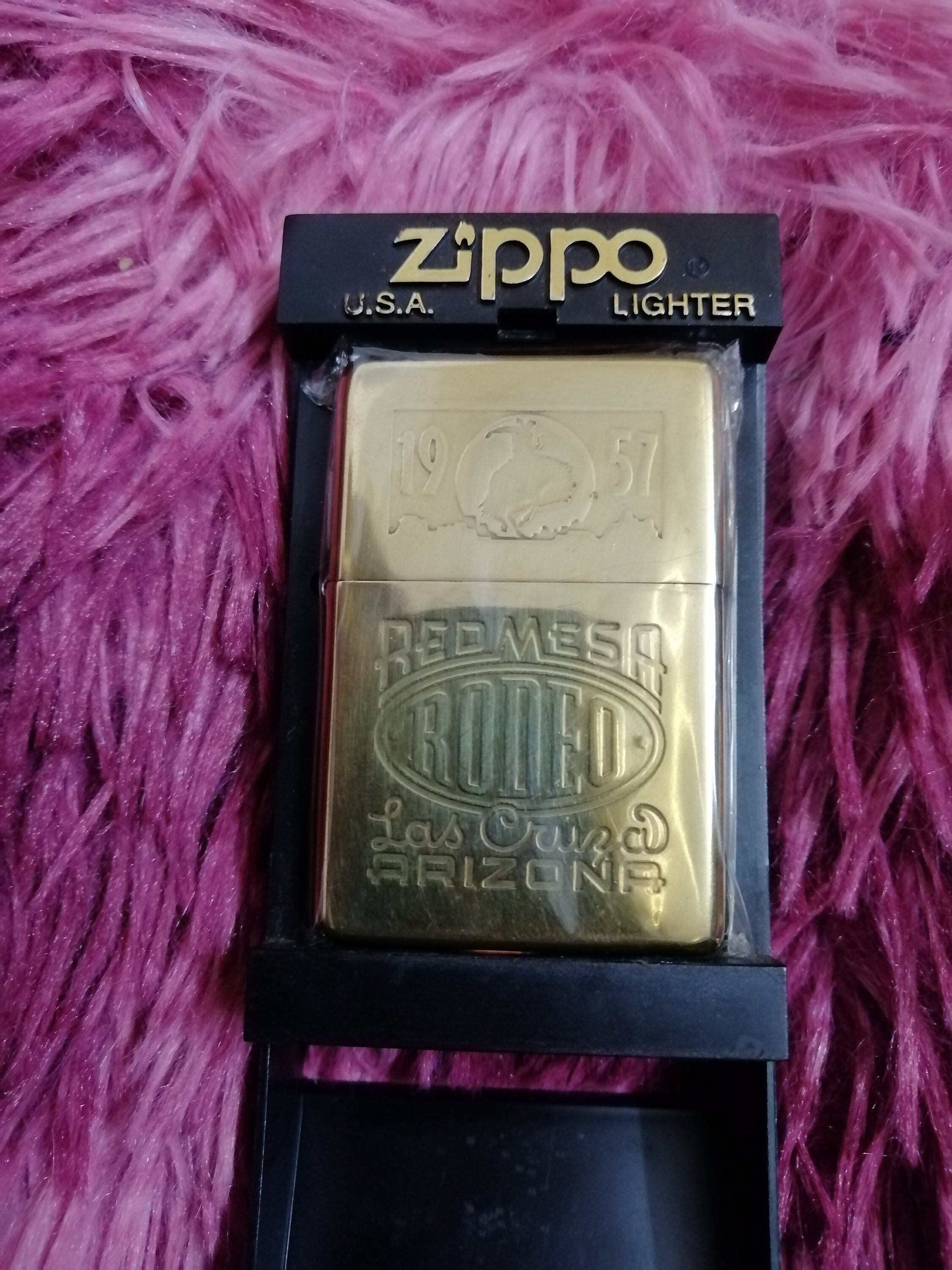 Zippo Rare Marlboro Brass Rodeo Red Mesa 2001 Used and Clean