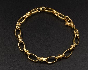 PVD Gold Plated Stainless Steel Oval Link Bracelet
