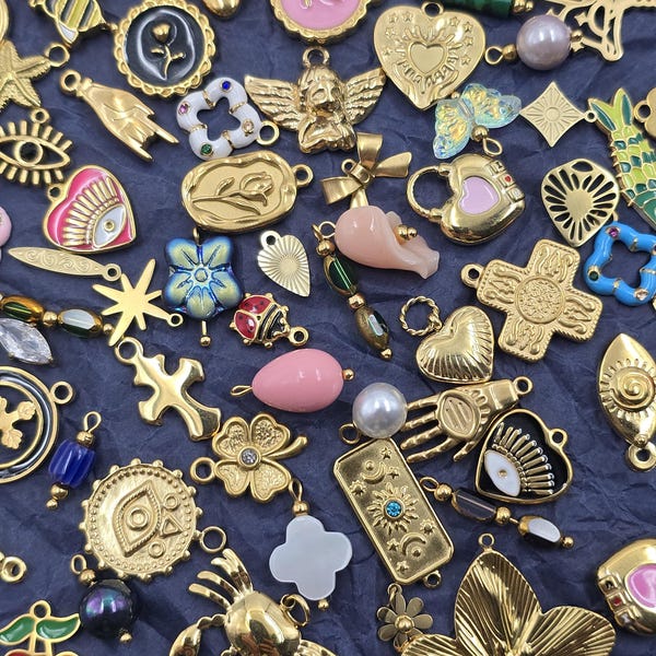 Dijes de oro de primera calidad, colgantes de oro impermeables para collares, pendientes y pulseras. Crea tu propio collar personalizado.