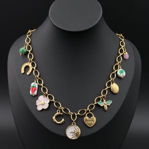 Personalized 18K Gold Charm Necklace: Custom Stainless Steel Jewelry