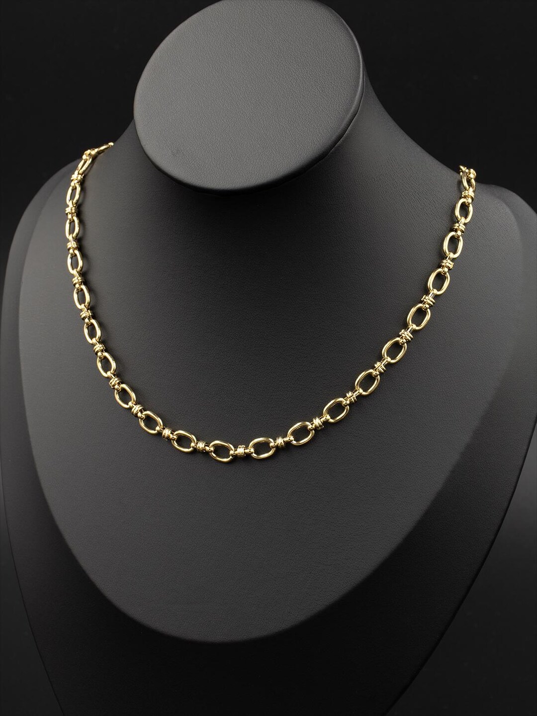 18K Gold Interlocking Chain Necklace PVD Gold Stainless Steel Chain - Etsy