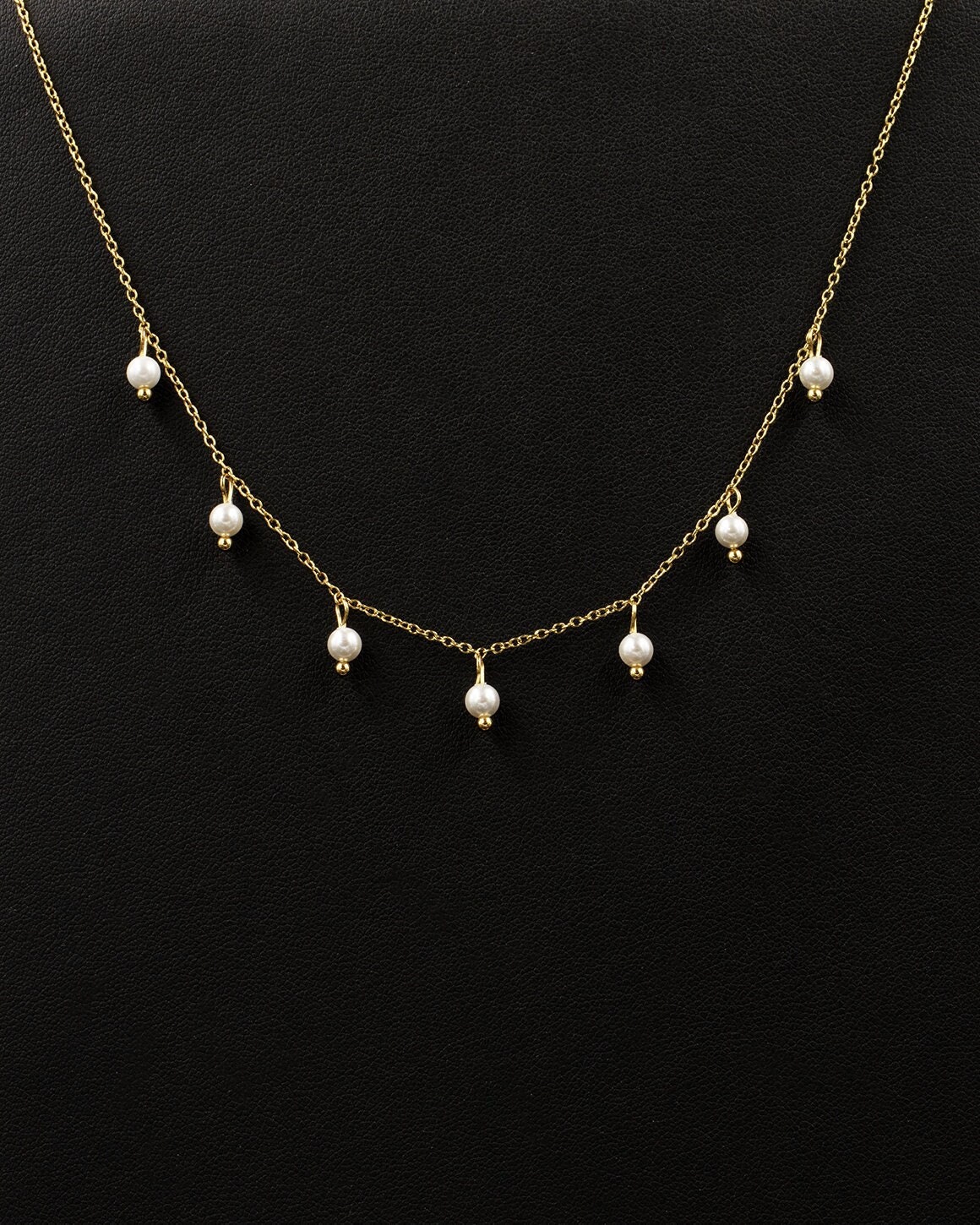 Dainty 18K Gold Pearl Choker Necklace, 18K Gold Plated Cable Chain