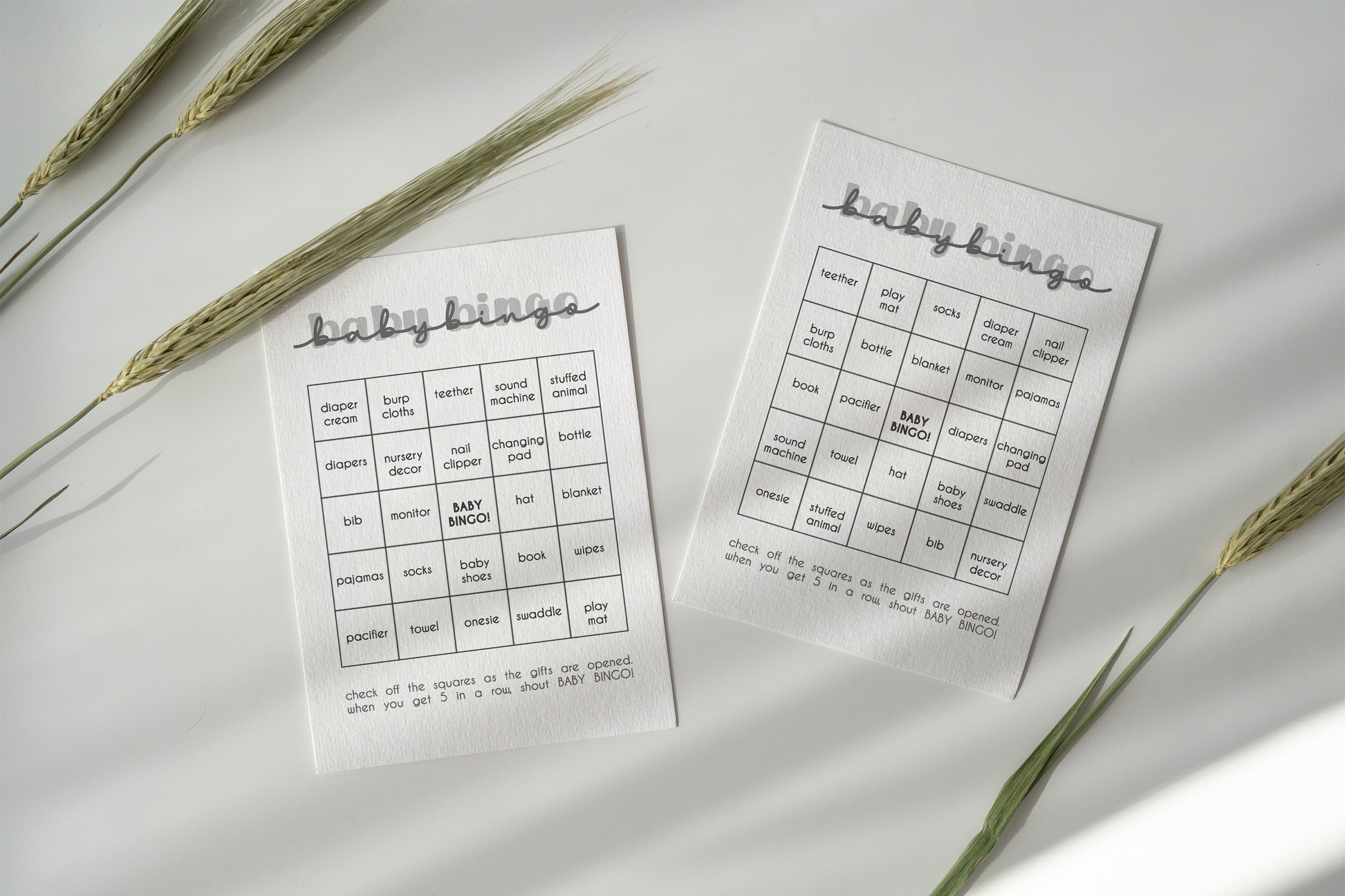30 Prefilled Unique Baby Bingo Cards With Blank Template, Modern and ...