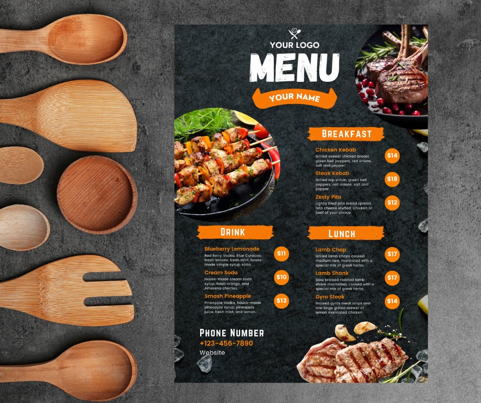 Restaurant Menu Template: Editable Canva Design (A4) - Etsy