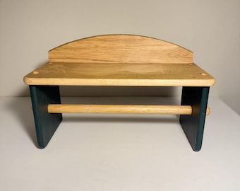 Vintage Wood Wall Mount Paper Towel Holder Shelf Green Farmhouse Kitchen Rack