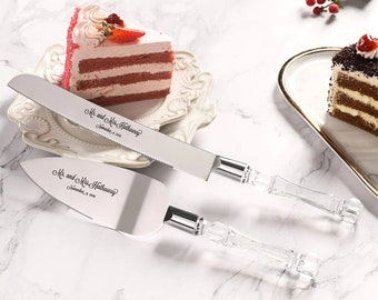 Ensemble de couteaux à gâteau de mariage à imprimer avec nom personnalisé pour cuisine, cadeau pour décoration de maison