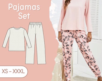 Women Pajama Set Pattern, Pajama Pattern, PJ Set Pattern, Lounge Pants Sewing Pattern PDF, Sewing Pattern for Women, Women Sewing Patterns