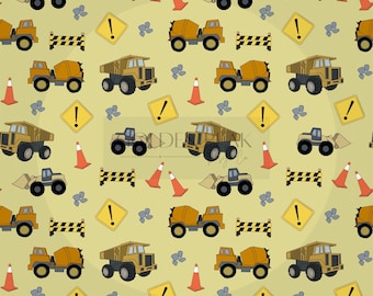 Construction Truck Seamless Pattern 2.3 | Boys Room Digital Paper | Dump Truck & Cement Mixer Design | 12x12in 3600x3600px 300 DPI | PNG JPG