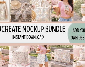 Spring Girly Procreate Mockup Bundle – Neutral, Cozy, Pattern-Friendly Mockups, Procreate Mockup Bundle