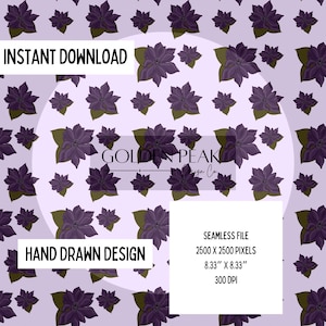 Purple Floral Seamless Pattern: Spring & Summer Design (PNG, JPG Download